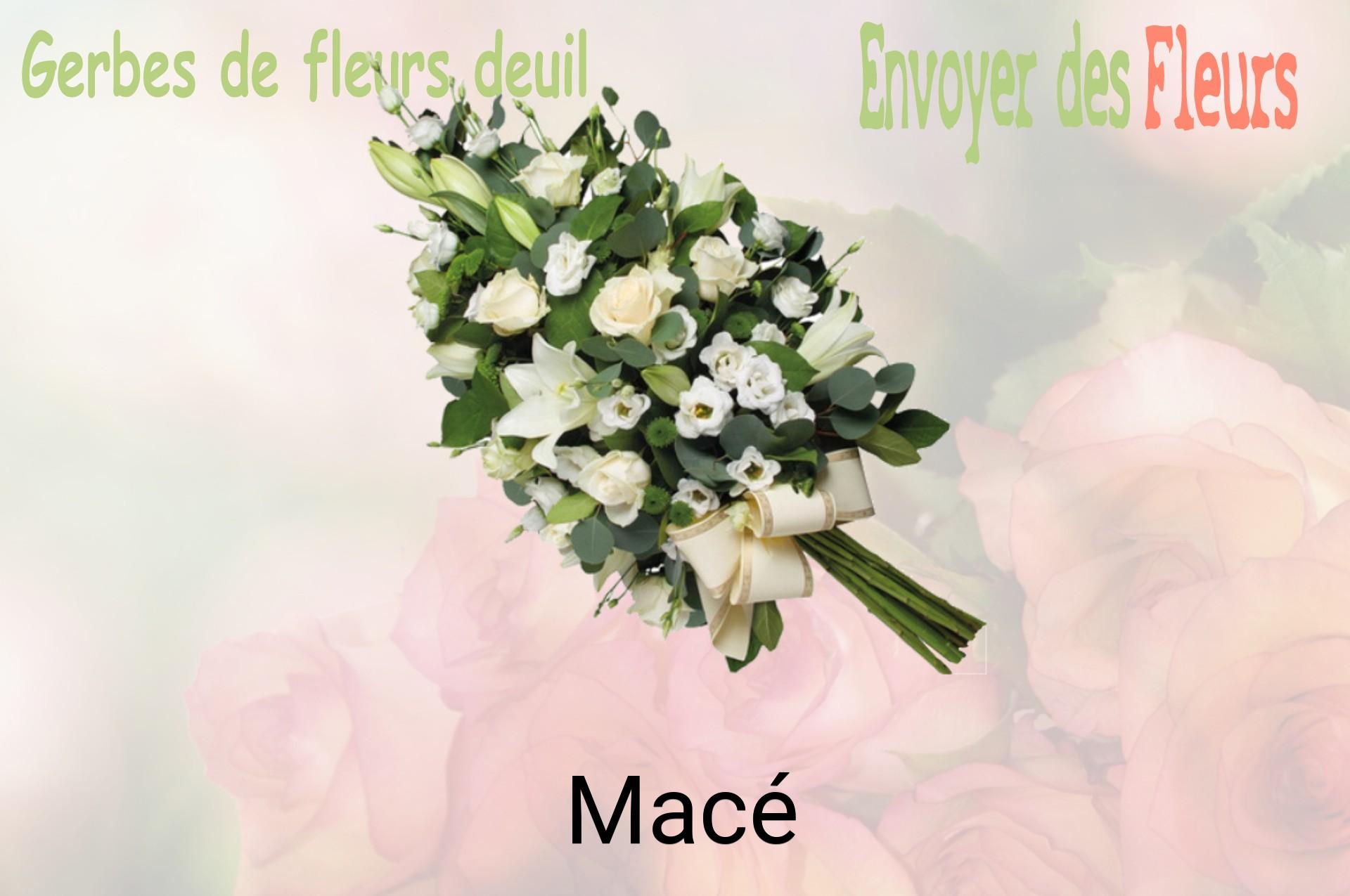Gerbe de fleurs de deuil livrée à Macé